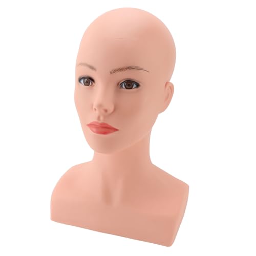 Weiblicher Glatze-Mannequin-Kopf mit Schulter, Realistische Mannequin-Büste, Perückenköpfe für Hutperücken, PVC-Display, Manikin-Kopf, Büste, Perückenherstellung von Brrnoo