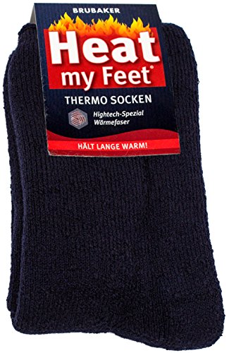 BRUBAKER 2 Paar Heat my Feet Unisex Thermo Socken Navy Größe 35-38 von BRUBAKER