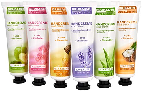 BRUBAKER Cosmetics Handcreme Geschenkset - 6er Pack feuchtigkeitsspendende Hand Cream für trockene, raue, rissige Hände - Feuchtigkeitscreme mit Urea und Sheabutter - Pflegecreme für Frauen und Männer von BRUBAKER