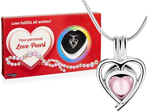BRUBAKER "Your personal Love Pearl" Wunschperle - Halskette mit Silber Herz Anhänger + Muschel mit echter Perle als Schmuck Geschenkset - Liebe von BRUBAKER