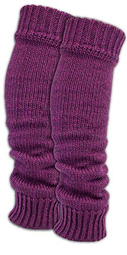BRUBAKER 1 Paar Damen Stulpen - Lange Beinwärmer aus Baumwolle - Weiche Grobstrick Beinstulpen - One Size Knöchelwärmer - Warm und Bequem - Lila/Pink von BRUBAKER