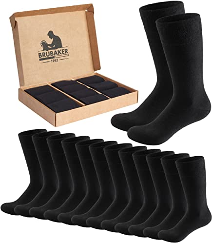 Brubaker 10 Paar Herrensocken in Geschenkbox - Komfort & Business Herren Socken - Großes Socken-Set - Feine und weiche Baumwollsocken - Schwarz - Größe 35-38 von BRUBAKER