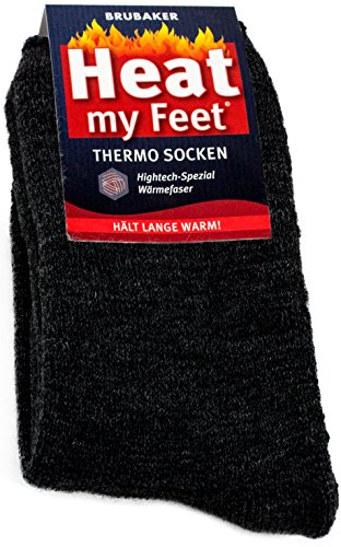 BRUBAKER 2 Paar Heat my Feet Unisex Thermo Socken Anthrazit Größe 35-38 von BRUBAKER