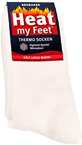 BRUBAKER 2 Paar Heat my Feet Unisex Thermo Socken Beige Größe 39-42 von BRUBAKER