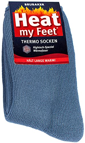 BRUBAKER 2 Paar Heat my Feet Unisex Thermo Socken Blau Größe 35-38 von BRUBAKER