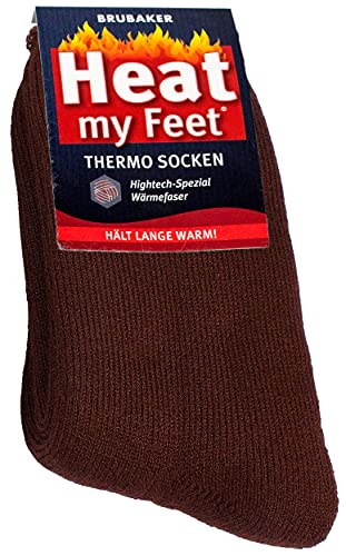 BRUBAKER 2 Paar Heat my Feet Unisex Thermo Socken Braun Größe 35-38 von BRUBAKER