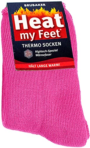 BRUBAKER 2 Paar Heat my Feet Unisex Thermo Socken Pink Größe 35-38 von BRUBAKER