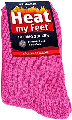 BRUBAKER 2 Paar Heat my Feet Unisex Thermo Socken Pink Größe 43-46 von BRUBAKER