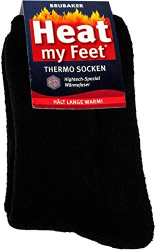 BRUBAKER 2 Paar Heat my Feet Unisex Thermo Socken Schwarz Größe 39-42 von BRUBAKER