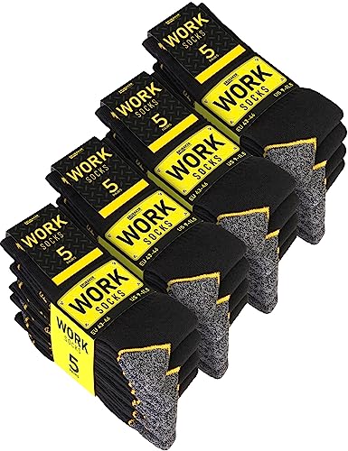 Brubaker 20 Paar Herren Arbeitssocken - Work Socken für optimalen Halt auf der Arbeit - Robuste Funktionssocken aus Baumwolle - Verstärkter Fersen und Zehenbereich - Schwarz Grau Gelb - Größe 47-50 Brubaker 20 Paar Herren Arbeitssocken - Work Socken für optimalen Halt auf der Arbeit - Robuste Funktionssocken aus Baumwolle - Verstärkter Fersen und Zehenbereich - Schwarz Grau Gelb - Größe 47-50 von BRUBAKER