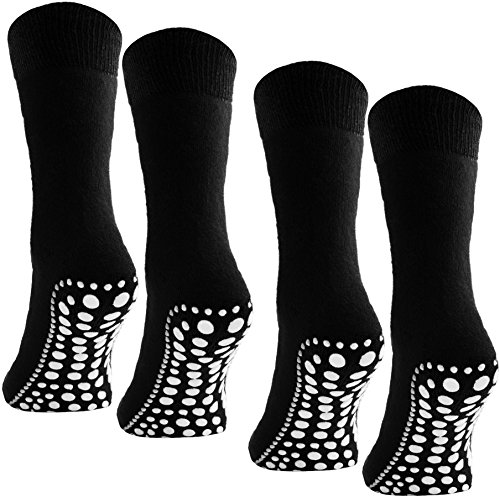 Brubaker 4er Pack ABS Home Socks Stoppersocken Unisex - Anti Rutsch Sohle, 4x Schwarz, 35-38 von BRUBAKER