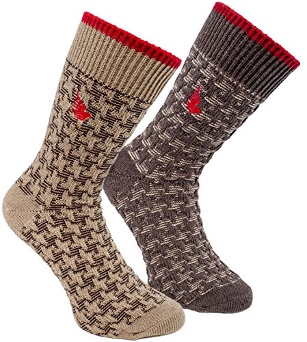 BRUBAKER 4er Pack Herren Stiefelsocken Baumwolle Braun Beige One Size 41-46 von BRUBAKER