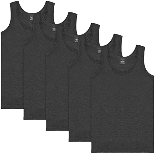 BRUBAKER 5er Pack Herren Tank Top Classic Unterhemd - aus hochwertiger Baumwolle (glatt) - Extra Lang - Nahtlos - Anthrazit - Größe XL von BRUBAKER