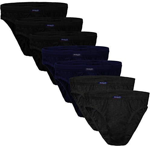 BRUBAKER 7er Pack Herren Slips 100% Baumwolle 3X Schwarz / 2X Anthrazit / 2X Dunkelblau Gr. XL von BRUBAKER