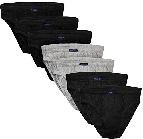 BRUBAKER 7er Pack Herren Slips Baumwoll Mix 3X Schwarz / 2X Anthrazit / 2X Grau Gr. M von BRUBAKER