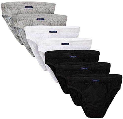 BRUBAKER 7er Pack Herren Slips Baumwoll Mix 3X Schwarz / 2X Weiss / 2X Grau Gr. XL von BRUBAKER