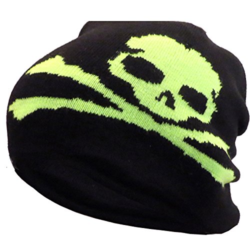 BRUBAKER Beanie Mütze Schwarz mit Totenkopf von BRUBAKER