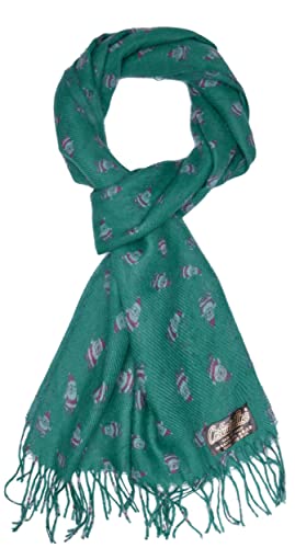 BRUBAKER "Cashmirillo Schal - 30 x 180 cm Lang Leicht Warm und Kuschelig - Herbst und Winter Kuschelschal - Stola Tuch Weihnachtsschal mit Fransen für Damen und Herren - Weihnachten Grün von BRUBAKER