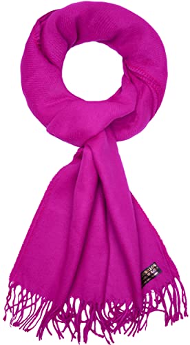 BRUBAKER "Cashmirillo Schal - ca. 30 x 180 cm Lang Leicht Warm und Kuschelig - Herbst und Winter Kuschelschal - Stola Tuch mit Fransen für Damen und Herren - Lila Violett von BRUBAKER