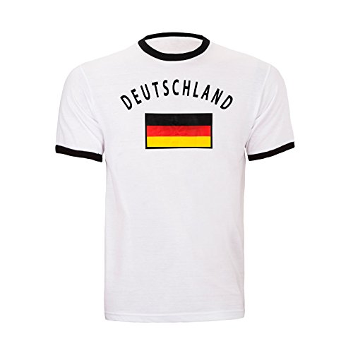 BRUBAKER Deutschland Shirt Weltmeisterschaft Unisex - WM T-Shirt für Herren und Damen - Stadion Trikot aus Baumwolle als Fan Geschenk mit Germany Flagge Weiß - Größe XXL von BRUBAKER