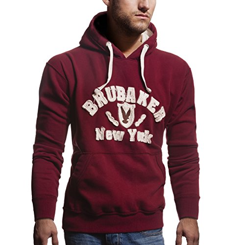 BRUBAKER Herren Sweatshirt mit Kapuze N.Y. Eagle Bordeaux Gr. XL von BRUBAKER