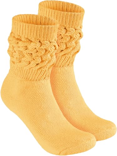 Brubaker Slouch Socken - Damen Schoppersocken für Fitness, Yoga, Workout, Gymnastik und Wellness - 1 Paar Knit Sportsocken für Frauen - Hellgelb Größe 35-38 von BRUBAKER