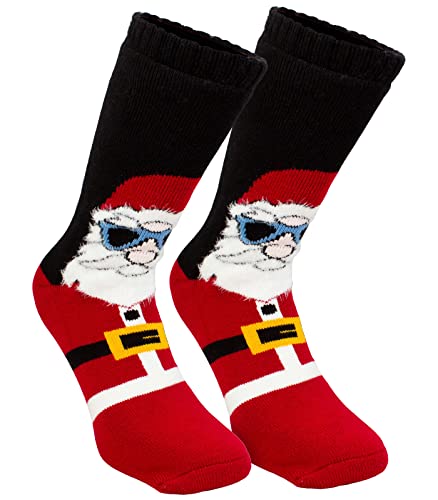 BRUBAKER Warme Weihnachtssocken für Damen und Herren - Cool Santa Weihnachtsmann Wintersocken - Dicke ABS Socken Weihnachten Stoppersocken Antirutschsocken - One Size (EU 40-45) von BRUBAKER