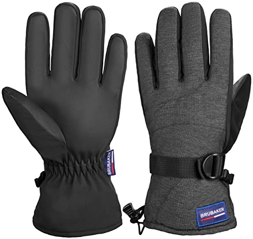 BRUBAKER Winterhandschuhe Wasserdicht und Winddicht - Herren und Damen Handschuhe für kalte Tage - Extra Warme Thermo Skihandschuhe für Ski Snowboard Winter und Schnee - Anthrazit Größe L/XL von BRUBAKER