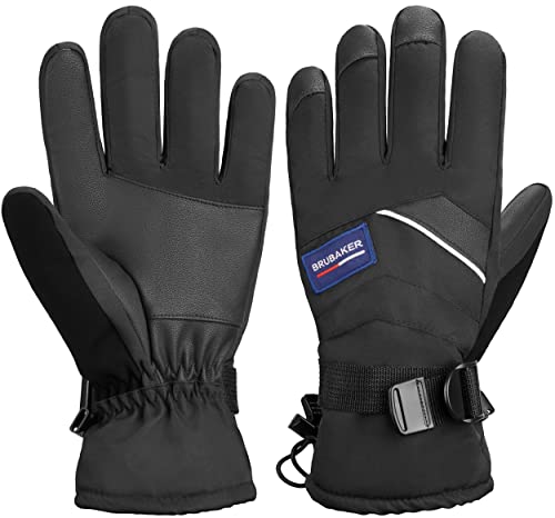 BRUBAKER Winterhandschuhe Wasserdicht und Winddicht - Herren und Damen Handschuhe für kalte Tage - Extra Warme Thermo Skihandschuhe für Ski Snowboard Winter und Schnee - Schwarz Größe L/XL von BRUBAKER