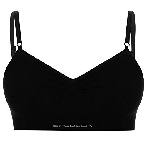 BRUBECK Damen BH ohne Bügel | schwarzer Büstenhalter nahtlos atmungsaktiv | Frauen Unterwäsche schwarz | Seamless Comfort Bras for Women | Cotton | 80% Baumwolle | Gr. 75B, Black | BR00012A von BRUBECK