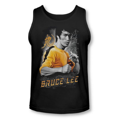 Bruce Lee - Herren-Tank-Top mit gelbem Drachen. Gr. M, Schwarz von Bruce Lee