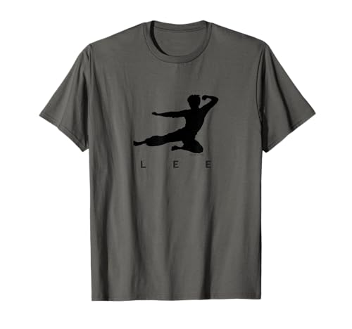 Bruce Lee T-Shirt Grau Unisex Erwachsene und Kinder Kurzarm Crew-Ausschnitt Klein von Bruce Lee