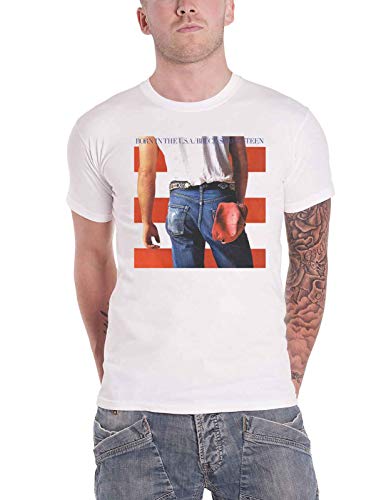 Bruce Springsteen T Shirt Back In The USA Album Cover Logo offiziell Herren Weiß von Bruce Springsteen