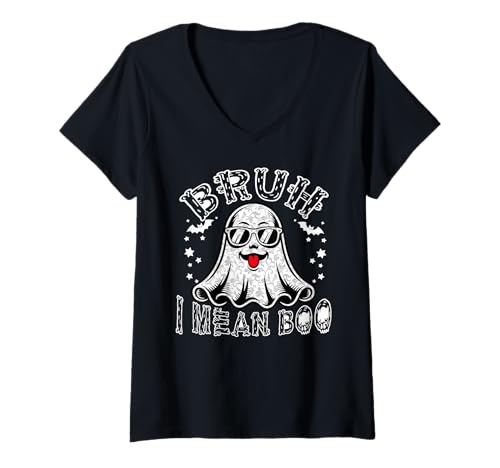 Damen Ghost Halloween Bruh I Mean Boo Lustig Halloween Herren Damen T-Shirt mit V-Ausschnitt Damen Ghost Halloween Bruh I Mean Boo Lustig Halloween Herren Damen T-Shirt mit V-Ausschnitt von Bruh I Mean Boo Funny Halloween