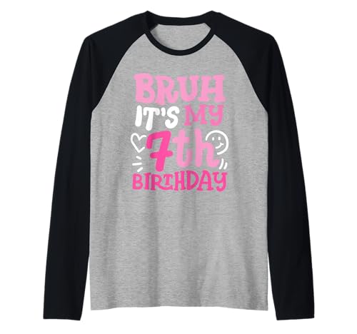 Bruh It's My 7th Birthday, Groovy Pink, 7 Jahre, Mädchen, Kinder Raglan Bruh It's My 7th Birthday, Groovy Pink, 7 Jahre, Mädchen, Kinder Raglan von Bruh It's My Birthday Cool Kids Funny Outfits