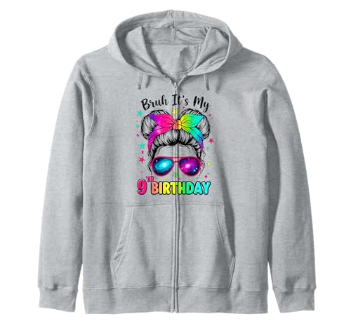 Bruh It's My 9th Birthday 9 Year Old Birthday Girl Kapuzenjacke von Bruh Its My 9th Birthday Party Vibes Outfit