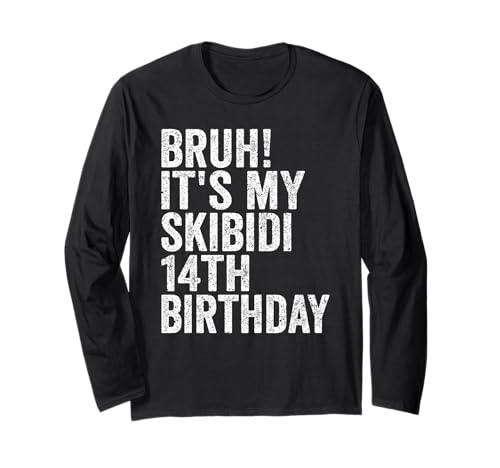 Bruh It's My Skibidi 14th Birthday Boys Girls 14 Years Old Langarmshirt von Bruh Its My Skibidi 14th Birthday 14 Years Store
