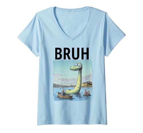 Damen Bruh Meme, Lustiges Loch Ness Monster Meme T-Shirt mit V-Ausschnitt Damen Bruh Meme, Lustiges Loch Ness Monster Meme T-Shirt mit V-Ausschnitt von Bruh Monster Artworks