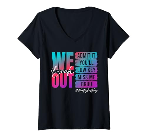Damen Bruh We Out Lustiger Studentenabschluss T-Shirt mit V-Ausschnitt Damen Bruh We Out Lustiger Studentenabschluss T-Shirt mit V-Ausschnitt von Bruh We Out Admit It You’ll Low Key Miss Me