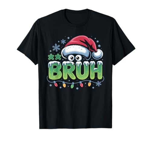 Bruh Christmas Lustiges Weihnachts-Humor-Meme für Kinder, Teenager und Jungen T-Shirt von Bruh Xmas Lights Santa Hat For Youth