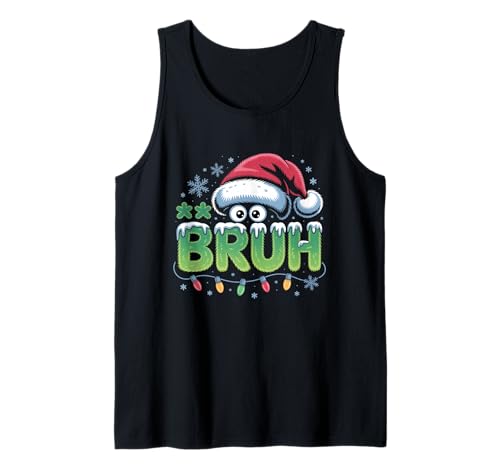 Bruh Christmas Lustiges Weihnachts-Humor-Meme für Kinder, Teenager und Jungen Tank Top von Bruh Xmas Lights Santa Hat For Youth