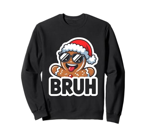 Bruh Funny Christmas Lebkuchenmann Teenager Jungen Kinder Sweatshirt von Bruh Xmas Meme Gingerbread