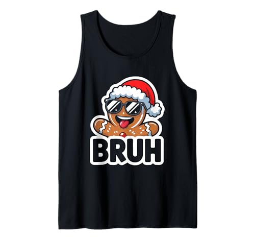 Bruh Funny Christmas Lebkuchenmann Teenager Jungen Kinder Tank Top von Bruh Xmas Meme Gingerbread