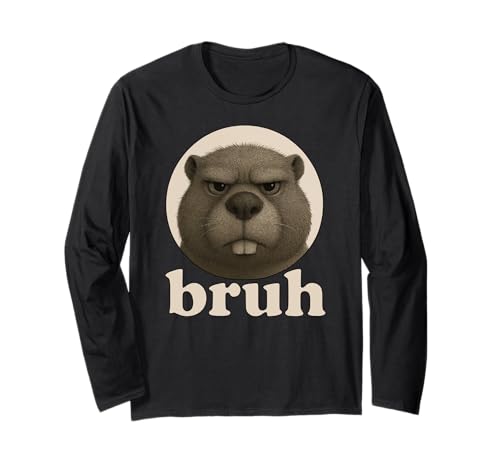 Lustiger Biber Bruh Humor Meme Zoo Day Jungen Mädchen Langarmshirt von BruhAxis1