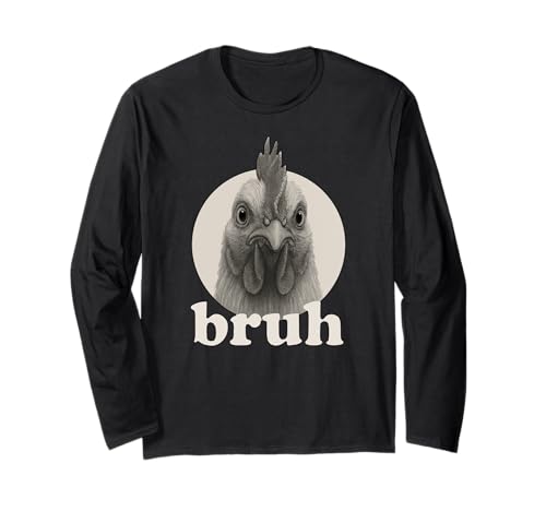 Lustiges Huhn Bruh Humor Meme Zoo Day Jungen Mädchen Langarmshirt von BruhAxis1