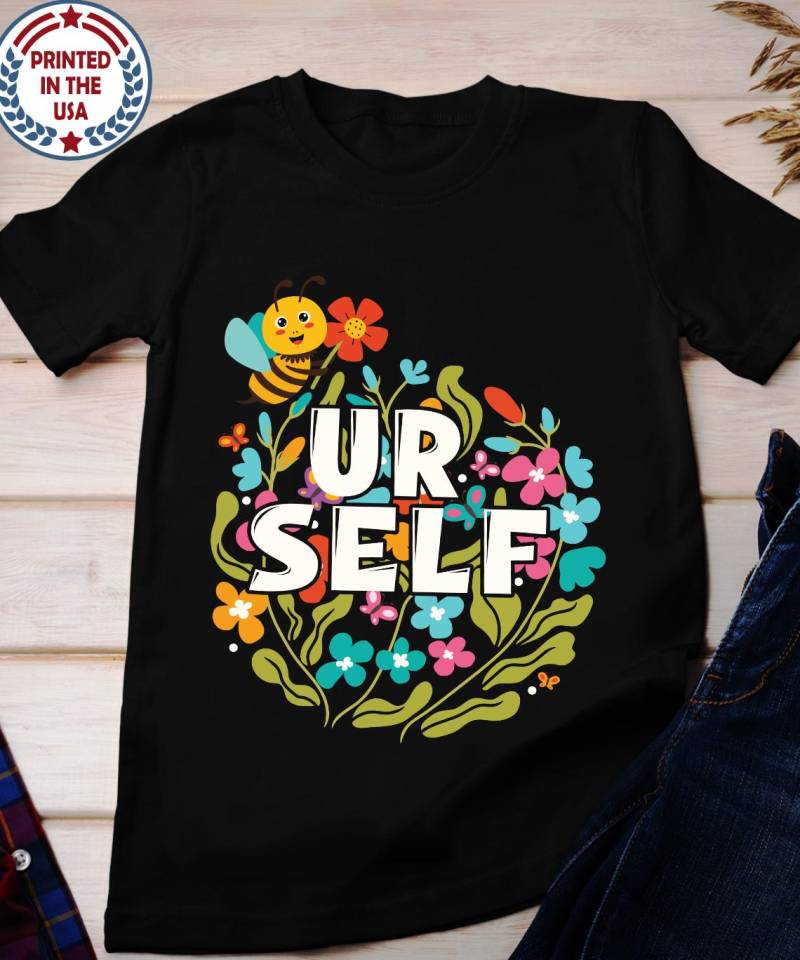 Be Yourself Shirt, Bunte Blume Mit Biene T-Shirt, Inspirational Geschenk, Motivationsgeschenk, Positiv von BruhCatShirts