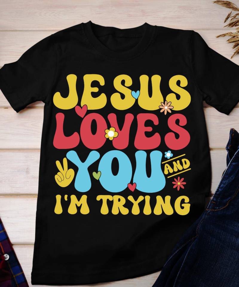 Retro Jesus Liebt Dich Shirt Christliche Streetwear von BruhCatShirts