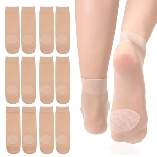 12 Paar Nylonstrümpfe Hochtransparente Knöchelsocken Nylon Socken Damen Knöchelstrümpfe Nylonsocken Transparente Socken mit Verstärkter Spitze für Damen von Bruislard