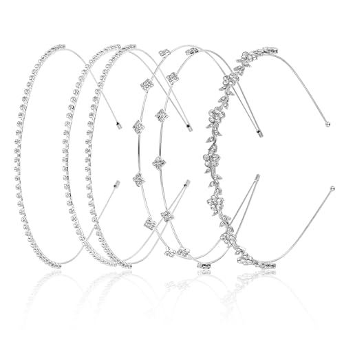 4 Stück Hochzeit Braut Haarreifen Einfachheit Kristall Silber Glitzer Haarreif Elegant Hochzeit Tiara Krone Haarschmuck Für Frauen Mädchen Brautjungfern Braut Proms Parteien Zubehör von Bruislard