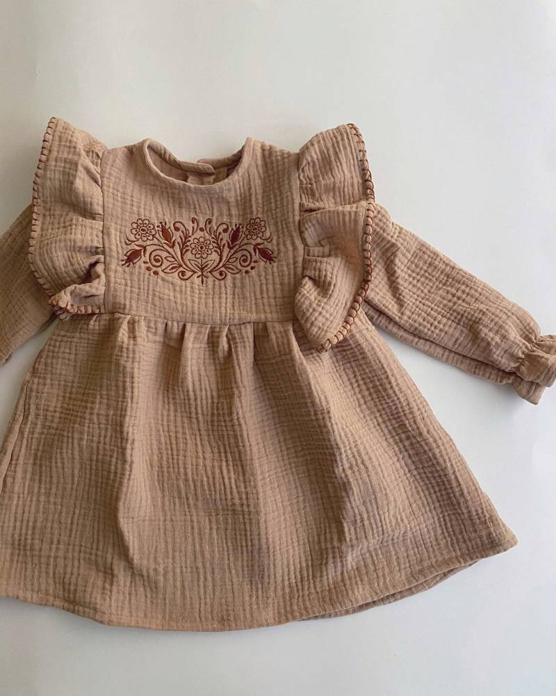 Musselinkleid, Bio-Baumwolle, Boho Babykleid, Mädchenkleid von BruleShopBarcelona